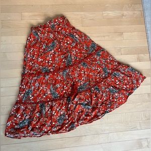 Red Floral Print maxi skirt